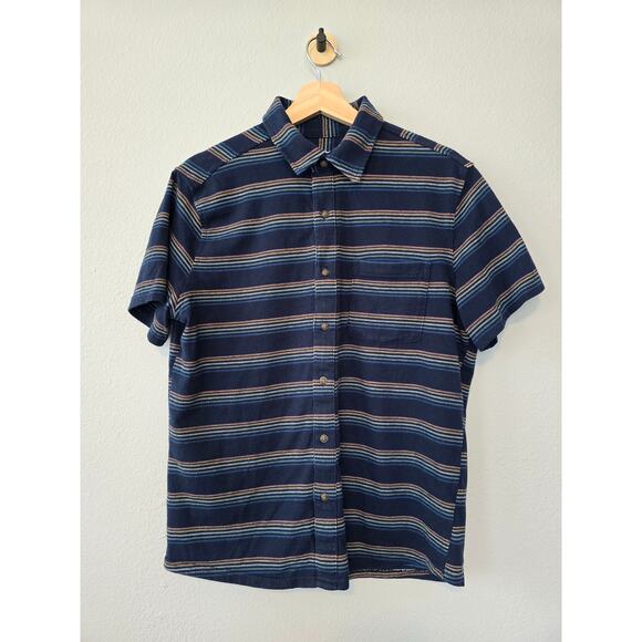 Goodfellow & Co Navy Striped Button Up Shirt M Cotton Blend Smart Casual Y2K - Picture 1 of 7